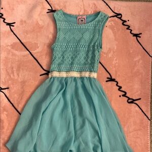 Sleeveless Blue Lace Kids Dress